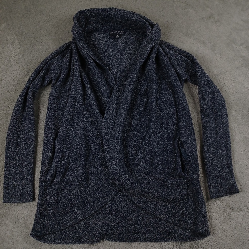 Barefoot Dreams Sweater Womens Medium Blue CozyChic Lite Drape Cardigan Pockets